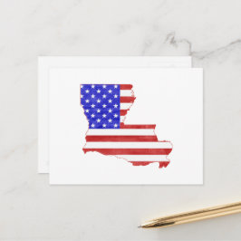 Louisiana Map Shaped Patriotic American Flag Briefkaart