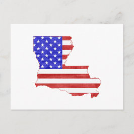 Louisiana Map Shaped Patriotic American Flag Briefkaart