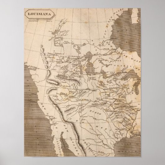 Louisiana Map van Arrowsmith Poster (Voorkant)