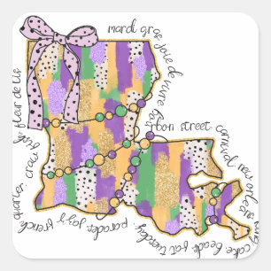 Louisiana Mardi Gras Bourbon Street Carnival Vierkante Sticker