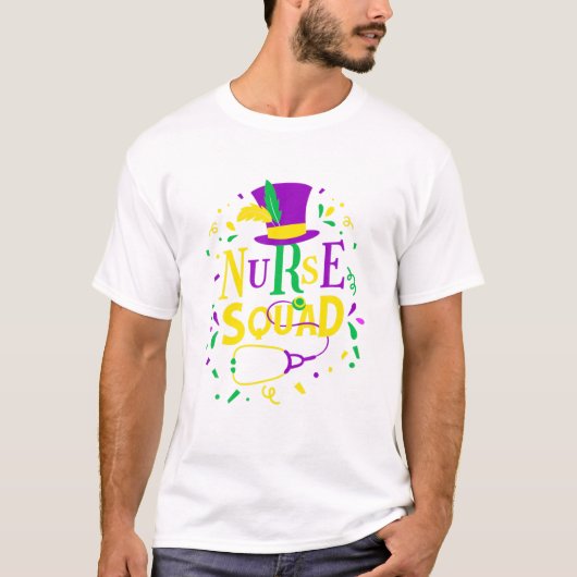 Louisiana Mardi Gras Nurse Squad T-shirt (Voorkant)