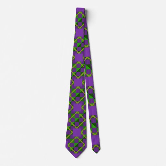 Louisiana Mardi Gras Patterned Stropdas (Voorkant)