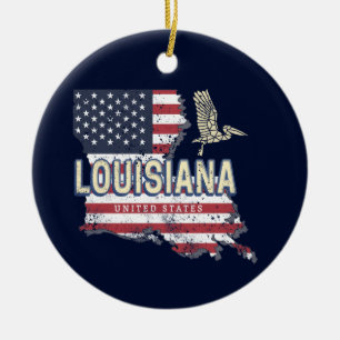 Louisiana met Pelikaan Vintage USA-ontwerp Keramisch Ornament