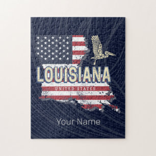 Louisiana met Pelikaan Vintage USA-ontwerp Legpuzzel