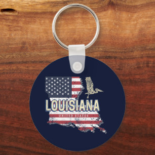 Louisiana met Pelikaan Vintage USA-ontwerp Sleutelhanger