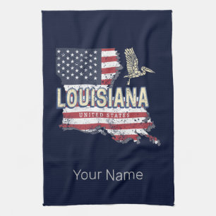 Louisiana met Pelikaan Vintage USA-ontwerp Theedoek