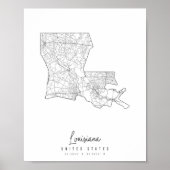 Louisiana Minimal Street Map Poster (Voorkant)