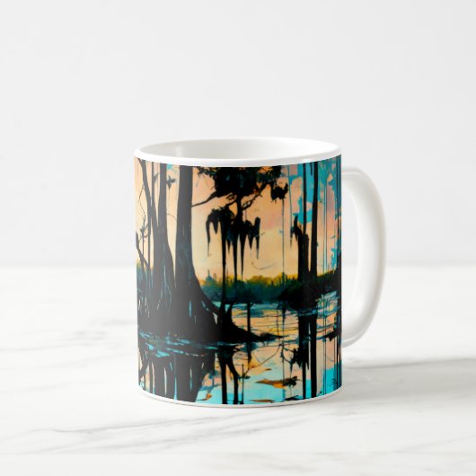 Louisiana moeras schilderij koffiemok (Voorkant rechts)