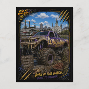 Louisiana Monster Truck Off Road Kunst Briefkaart