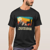 Louisiana Natuur Wild Deer Retro Sunset Hiking T-shirt (Voorkant)
