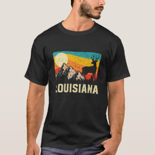 Louisiana Natuur Wild Deer Retro Sunset Hiking T-shirt