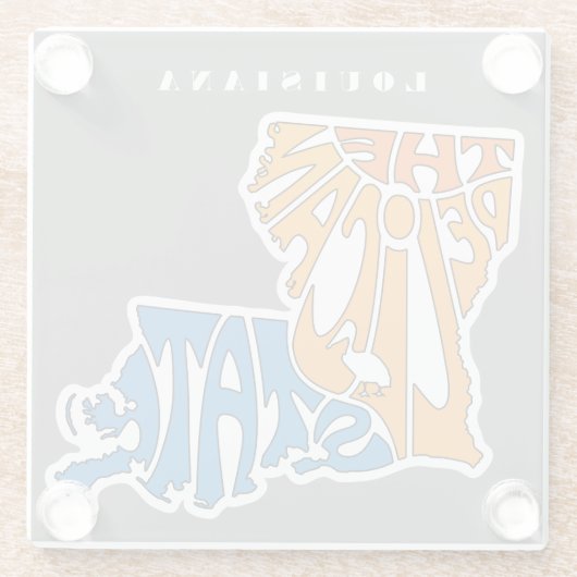 Louisiana Nickname Word Art Glazen Onderzetter (Achterkant)