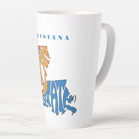 Louisiana Nickname Word Art Latte Mok (Rechterhoek)