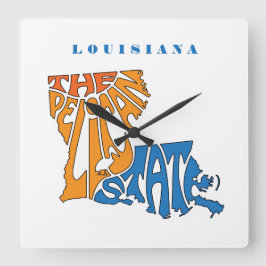 Louisiana Nickname Word Art Vierkante Klok