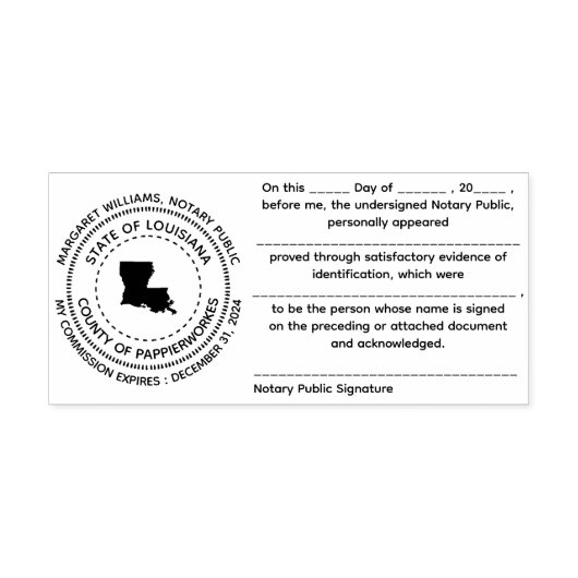 Louisiana Notaris publieke erkenningsstempel Zelfinktende Stempel (Design)