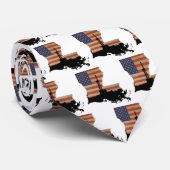 Louisiana Oil Drilling Rig American Flag Stropdas (Opgerold)