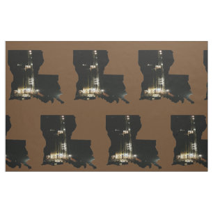 Louisiana Oil Gas Rig Print Fabric 9" Square Stof