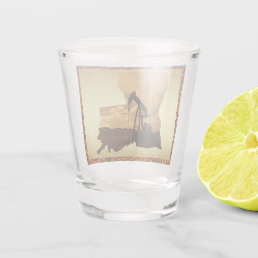 Louisiana Oil Well Pump Jack Shot Glas (Achterkant)