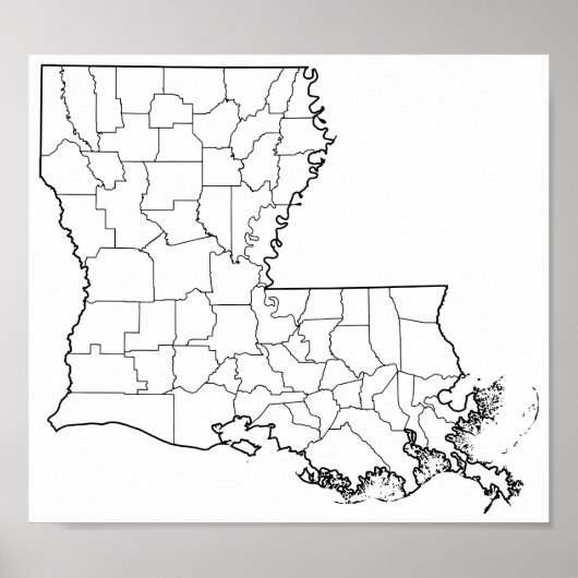 Louisiana ontleent de Lege Kaart van het Overzicht (Voorkant)