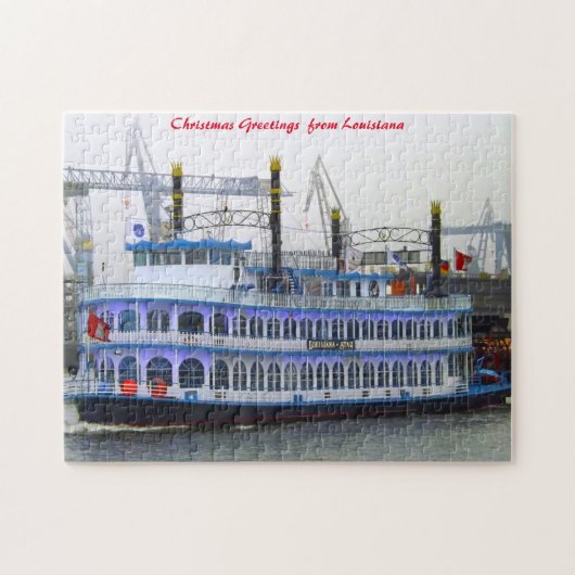 Louisiana Paddle Boat.Kerstgroet Legpuzzel (Horizontaal)