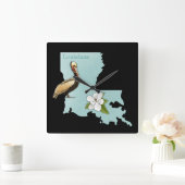 Louisiana Pelican State Map Klock Vierkante Klok (Huis)