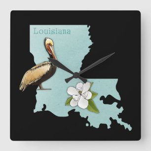 Louisiana Pelican State Map Klock Vierkante Klok