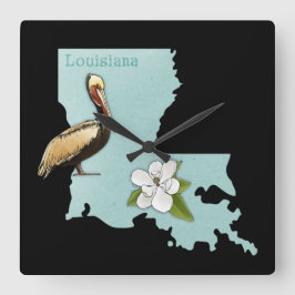 Louisiana Pelican State Map Klock Vierkante Klok