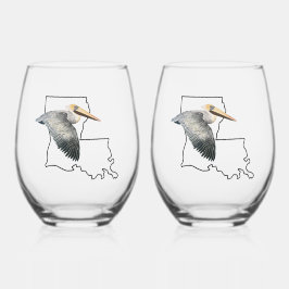 Louisiana Pelican Stemless wijnglas - 2 set Wijnglas Zonder Voet