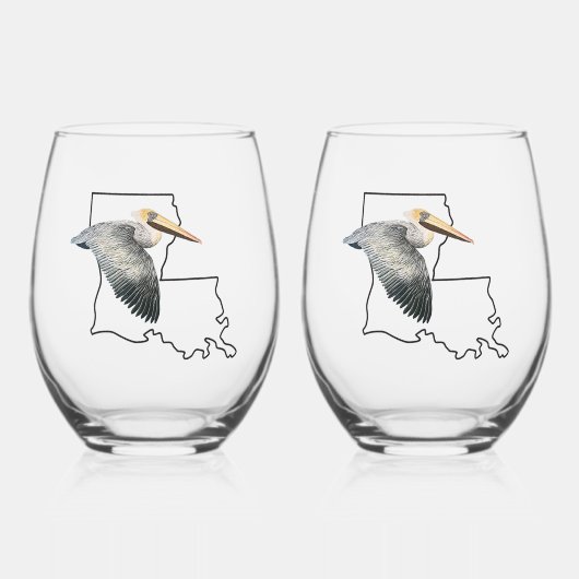 Louisiana Pelican Stemless wijnglas - 2 set Zonder Voet (Voorkant)