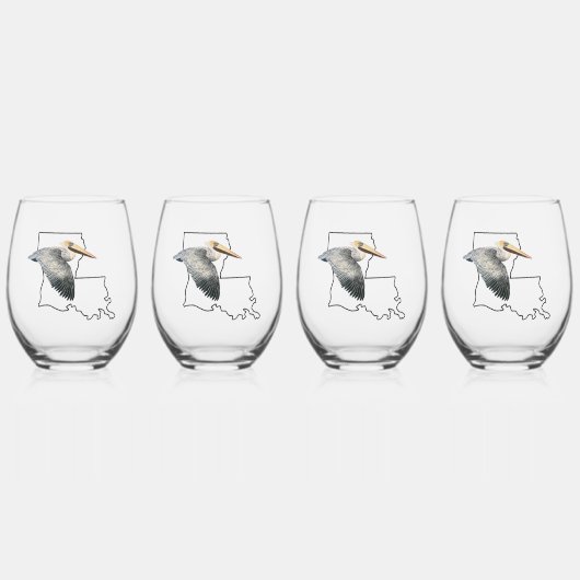 Louisiana Pelican Stemless wijnglas - 4 set Wijnglas Zonder Voet (Voorkant)