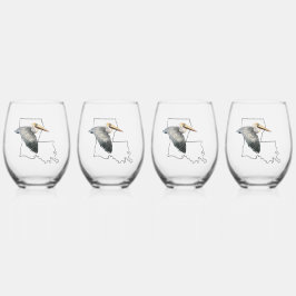 Louisiana Pelican Stemless wijnglas - 4 set Zonder Voet