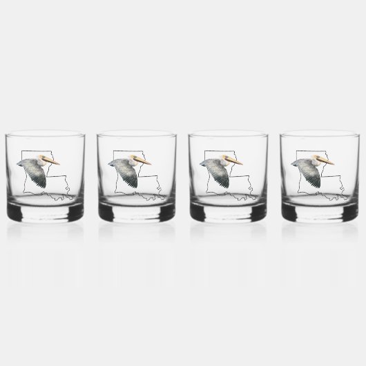 Louisiana Pelican Whiskey Glass - 4 set Whisky Glas (Voorkant)
