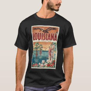 Louisiana Pelikaan Staat Illustratie Reis Kunst T-shirt