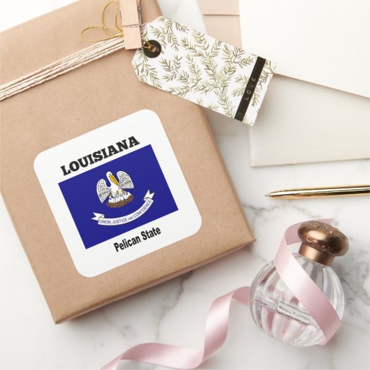 Louisiana, Pelikaanstaat, Vierkante Sticker (Geschenken)