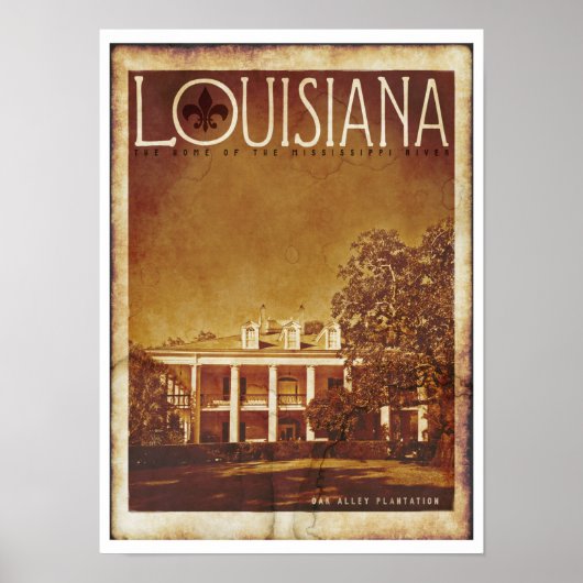 Louisiana Plantation Travel Poster (Voorkant)