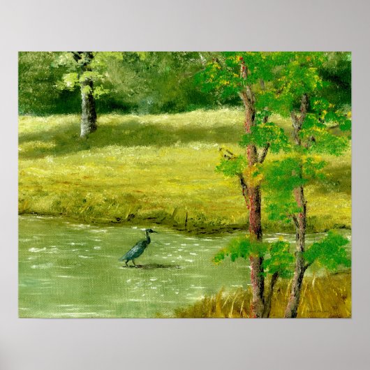 Louisiana Pond en Blue Heron Poster (Voorkant)