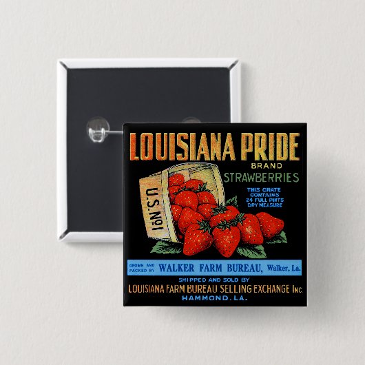 Louisiana Pride Strawberries Vierkante Button 5,1 Cm (Voorkant /achterkant)