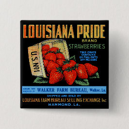 Louisiana Pride Strawberries Vierkante Button 5,1 Cm
