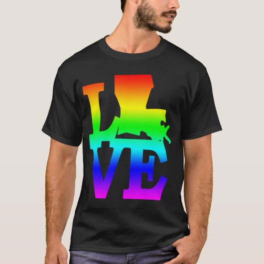 Louisiana Pride USA State Love Map T-shirt (Voorkant)