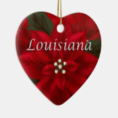 Louisiana Red Poinsettia Heart Keepomwille Ornamen Keramisch Ornament (Rechts)