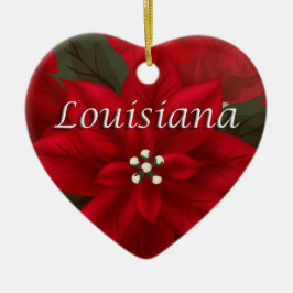 Louisiana Red Poinsettia Heart Keepomwille Ornamen Keramisch Ornament