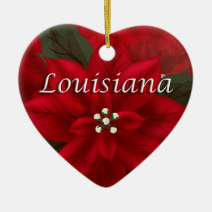Louisiana Red Poinsettia Heart Keepomwille Ornamen Keramisch Ornament