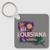 Louisiana Retro Staat Silhouet Sleutelhanger (Voorkant)