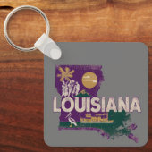 Louisiana Retro Staat Silhouet Sleutelhanger (Voorkant)
