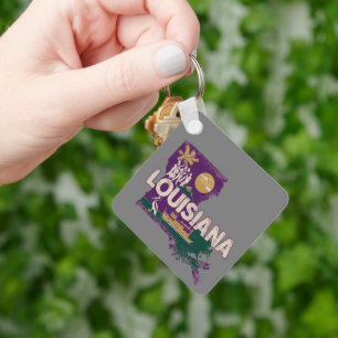 Louisiana Retro Staat Silhouet Sleutelhanger