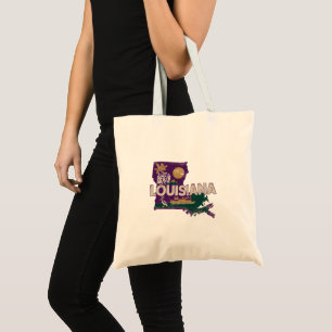 Louisiana Retro Staat Silhouet Tote Bag