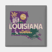 Louisiana Retro State Silhouette Magneet (Voorkant)