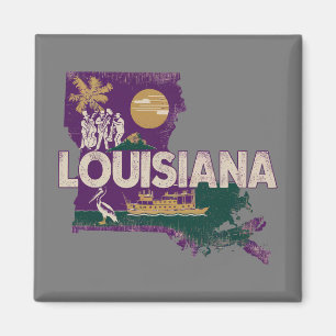 Louisiana Retro State Silhouette Magneet
