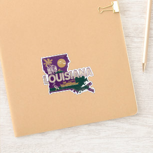 Louisiana Retro State Silhouette Vinyl Decal Sticker