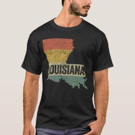 Louisiana Retro Sunset State Map T-shirt